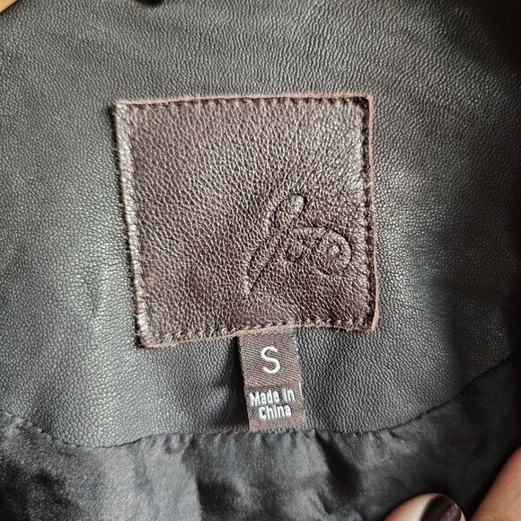 Joie Lamb Leather Military Style Silk Liner Women's Double Breasted Jacket Small - Picture 5 of 7